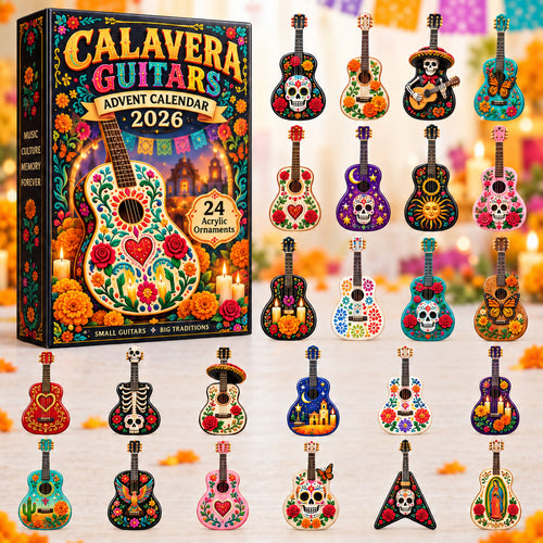 DAY OF THE DEAD KICKOFF 40% OFF - Calavera Guitars Advent Calendar 2026 - 24-Day Festive Countdown, Acrylic Charms Blind Box - Gift For Family & Friends AC0HT591