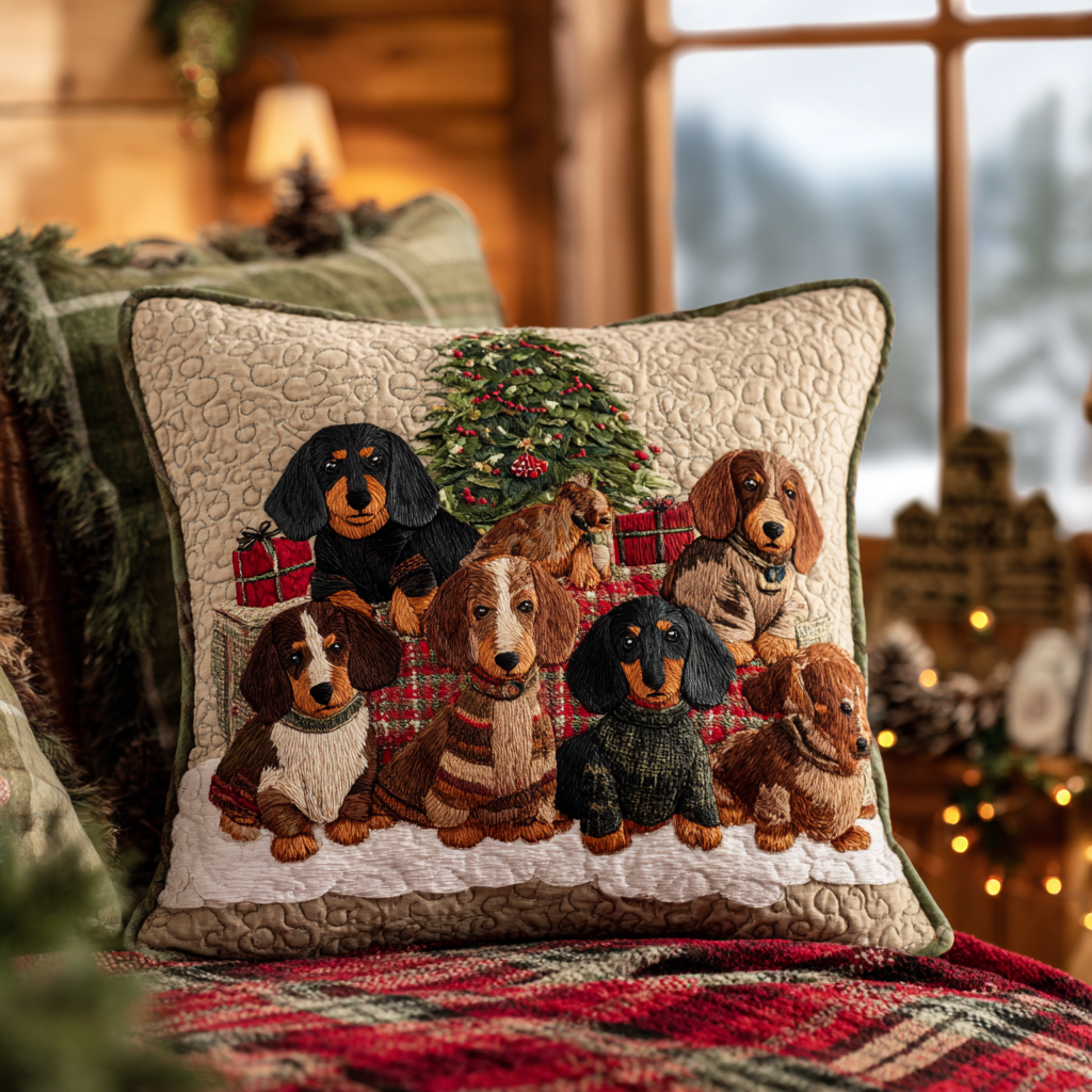 Dachshund Cheer Quilted Pillow Case NCU0DV1253