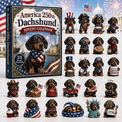 CHRISTMAS KICKOFF 40% OFF - Dachshund Advent Calendar 2026 - 24-Day Festive Countdown, Acrylic Charms Blind Box - Gift For Dog Lovers