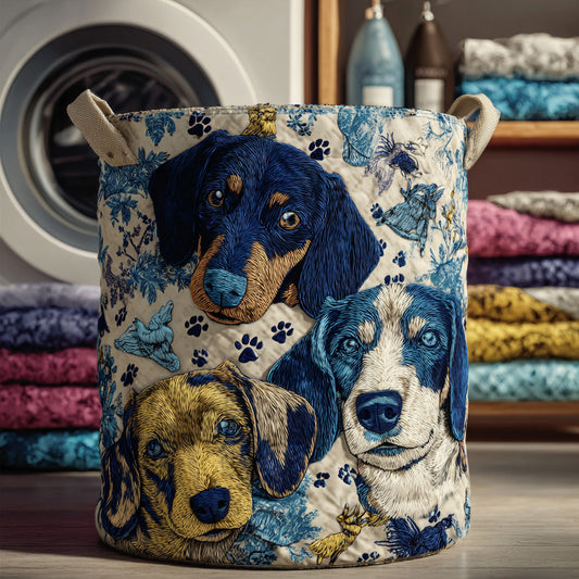 Dachshund Blue Sketch Quilted Laundry Basket NCU0LDH241