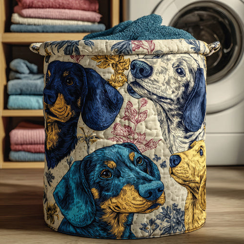 Dachshund Botanical Charm Quilted Laundry Basket NCU0LDH240