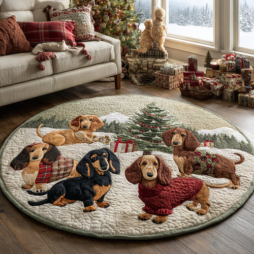 Dachshund Cheer Quilted Round Mat NCU0DV1253
