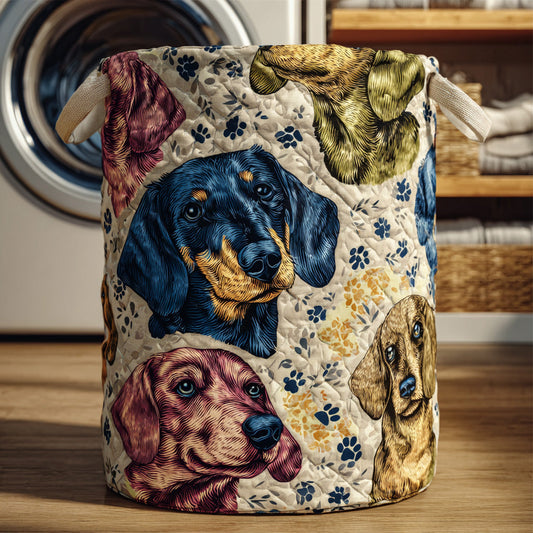 Dachshund Classic Cream Quilted Laundry Basket NCU0LDH250