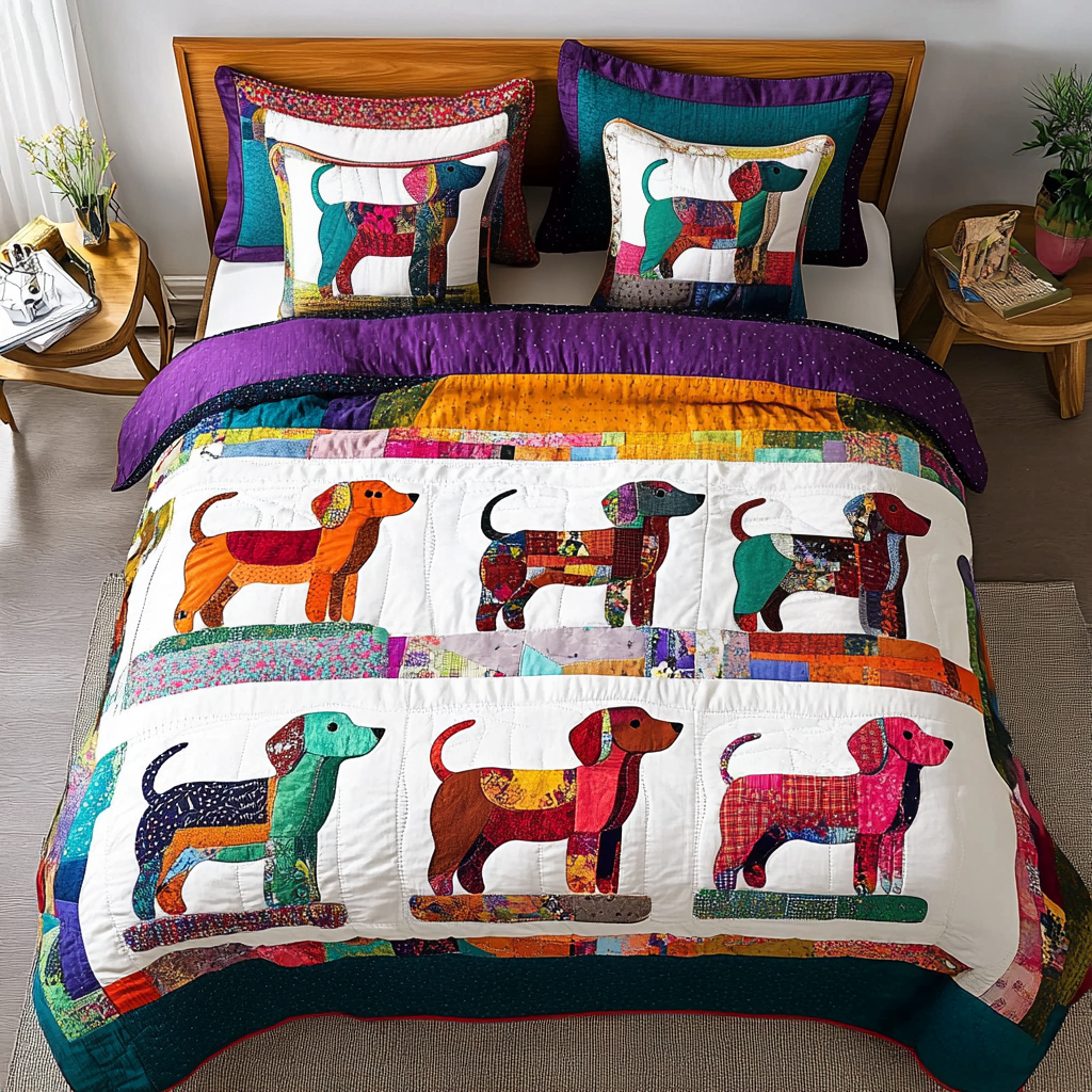 Dachshund Dreams 3-Piece Quilted Bedding Set NCU0DDK435