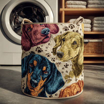 Dachshund Floral Harmony Quilted Laundry Basket NCU0LDH245