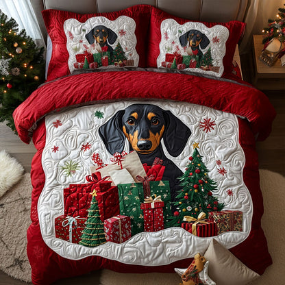 Dachshund Frost 3-Piece Quilted Bedding Set NCU0PTT1451