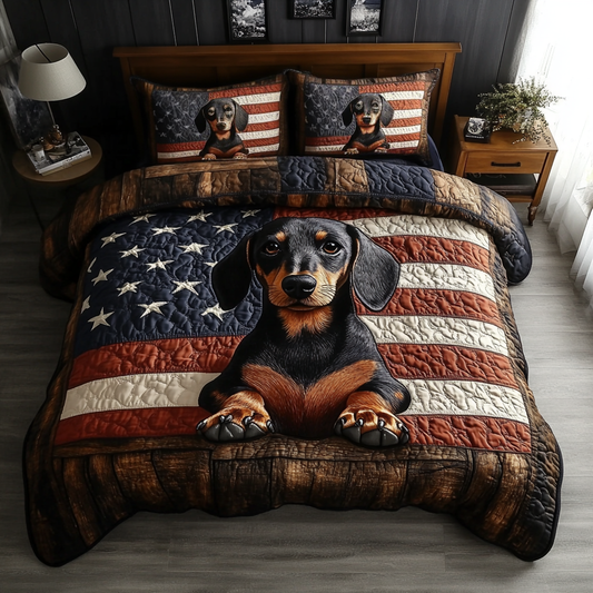 Dachshund Joy 3-Piece Quilted Bedding Set NCU0DDK432