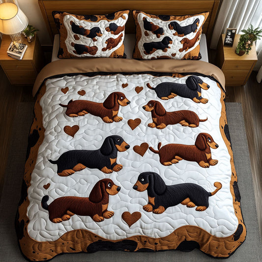 Dachshund Parade 3-Piece Quilted Bedding Set NCU0NNT787