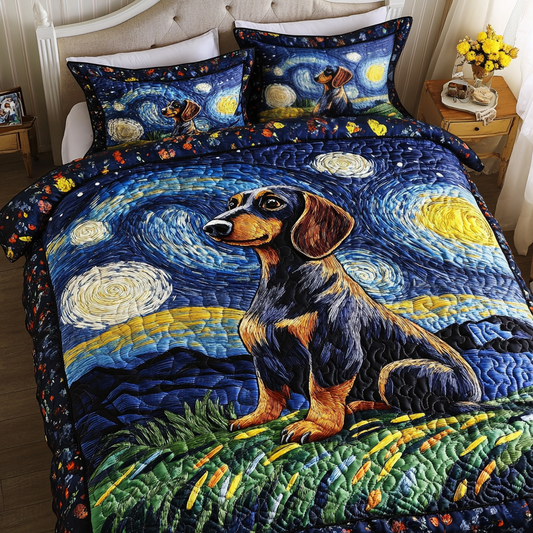 Dachshund Tails 3-Piece Quilted Bedding Set NCU0DDK433
