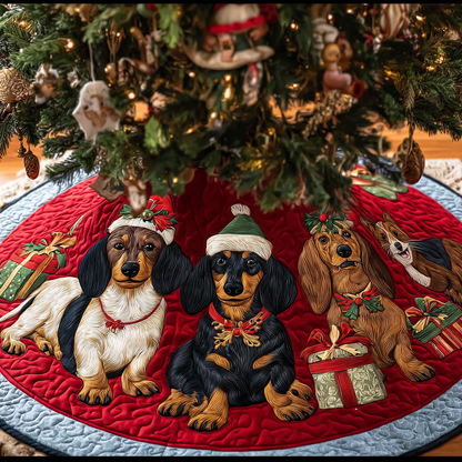 Dachshunds Delight Christmas Quilted Tree Skirt NCU0DDK1465