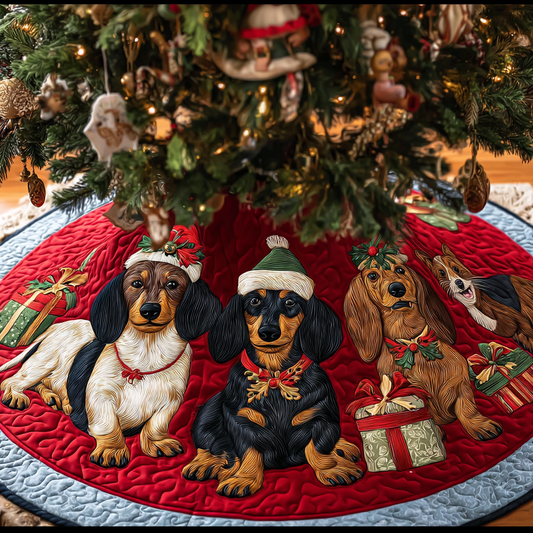 Dachshunds Delight Christmas Quilted Tree Skirt NCU0DDK1465
