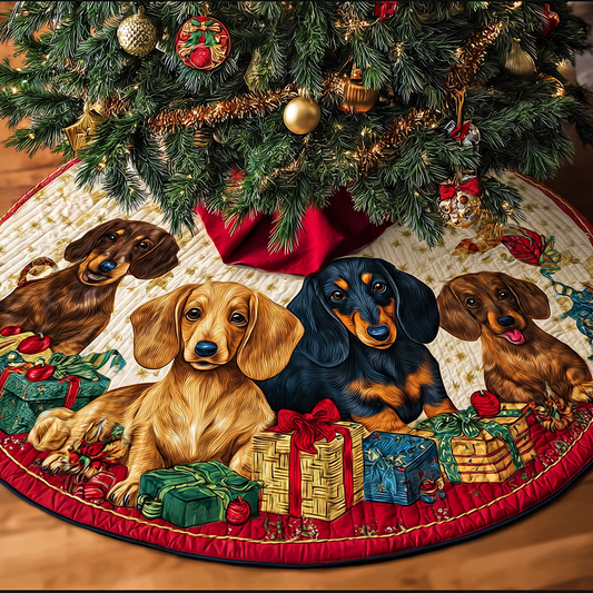 Dachshunds Gathering Christmas Quilted Tree Skirt NCU0DDK1460