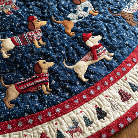 Dachshunds Holiday Christmas Quilted Tree Skirt NCU0DDK1462