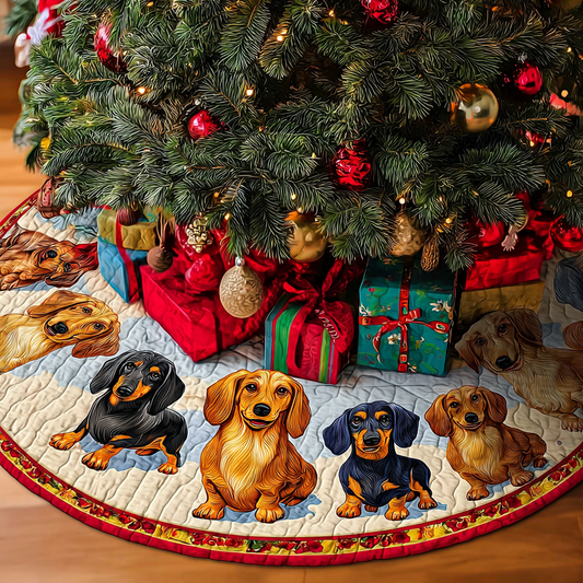 Dachshunds Joy Christmas Quilted Tree Skirt NCU0DDK1459