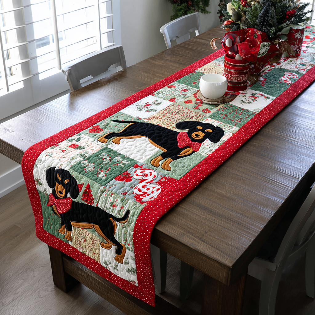 Dachshunds Joy Quilted Table Runner NCU0DDK1509