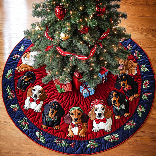 Dachshunds Spirit Christmas Quilted Tree Skirt NCU0DDK1464