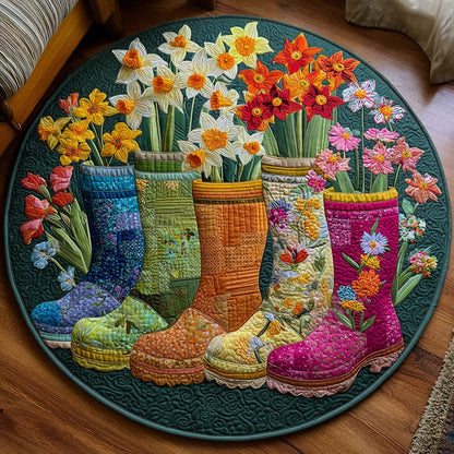 Daffodil Rain Boots Quilted Round Mat NCU0NNT1935