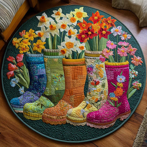 Daffodil Rain Boots Quilted Round Mat NCU0NNT1935