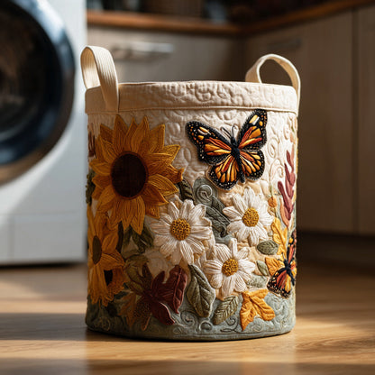 Dahlia Sunflower Quilted Laundry Basket NCU0HNH634
