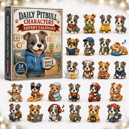 CHRISTMAS KICKOFF 40% OFF - Daily Pitbull Characters Advent Calendar 2026 - 24-Day Festive Countdown, Acrylic Charms Blind Box - Gift For Pitbull Lovers