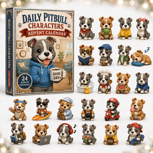 CHRISTMAS KICKOFF 40% OFF - Daily Pitbull Characters Advent Calendar 2026 - 24-Day Festive Countdown, Acrylic Charms Blind Box - Gift For Pitbull Lovers
