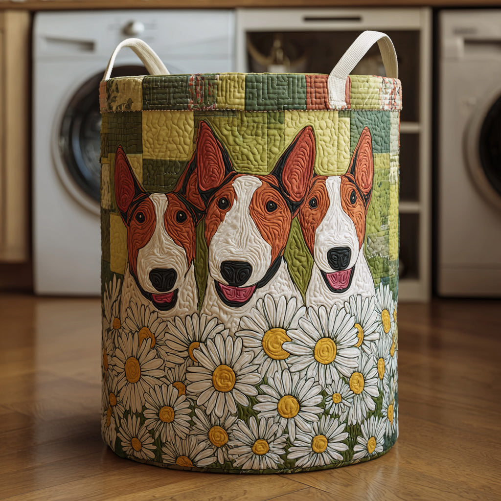 Daisy Bull Terrier Quilted Laundry Basket NCU0HNH641
