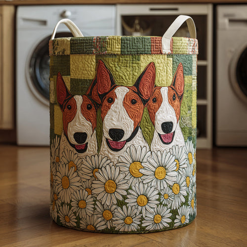 Daisy Bull Terrier Quilted Laundry Basket NCU0HNH641