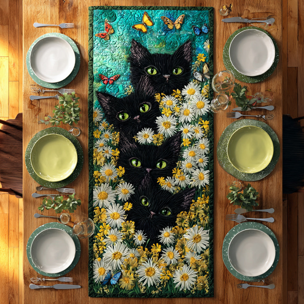 Daisy Cat Garden Quilted Table Runner NCU0HNH502