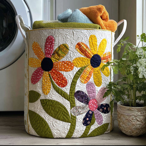 Daisy Doodle Dreams Quilted Laundry Basket NCU0PTT893