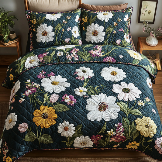 Daisy Field 3-Piece Quilted Bedding Set NCU0DDK469