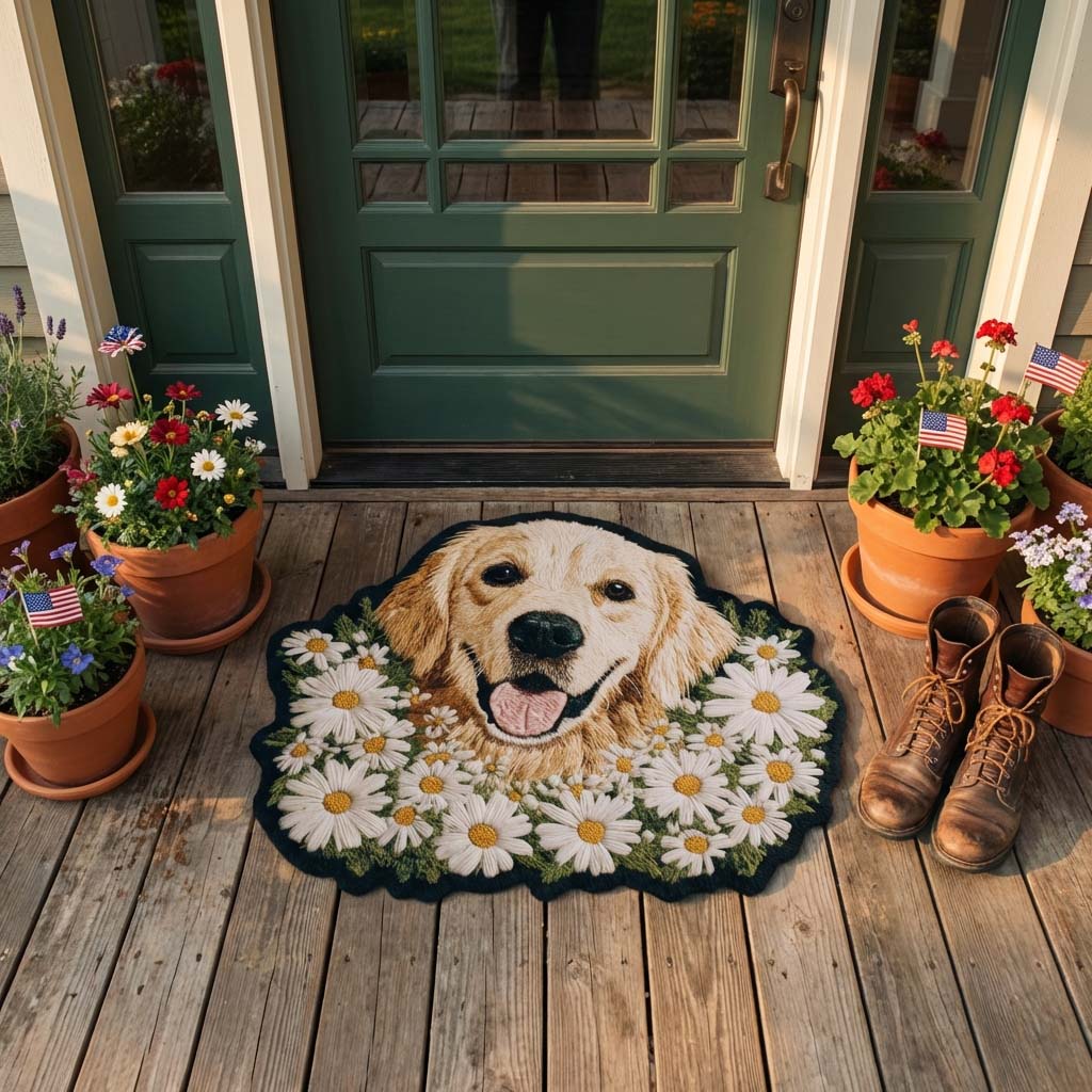 Daisy Golden Retriever Custom Shape Doormat NCU0HNH978