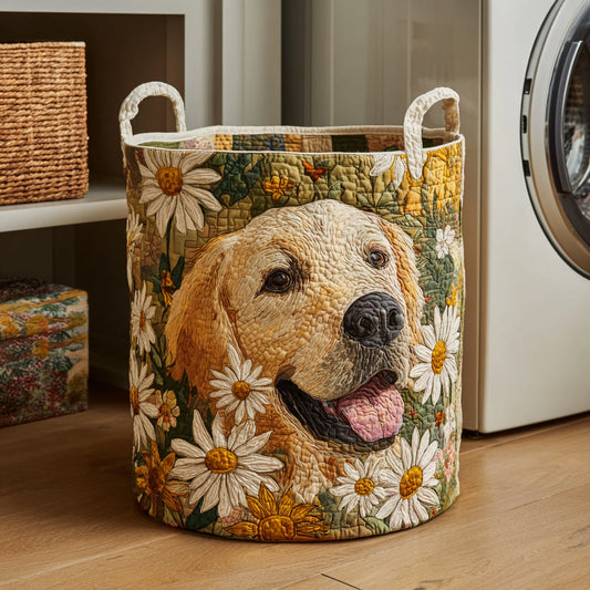 Daisy Golden Retriever Quilted Laundry Basket NCU0HNH013