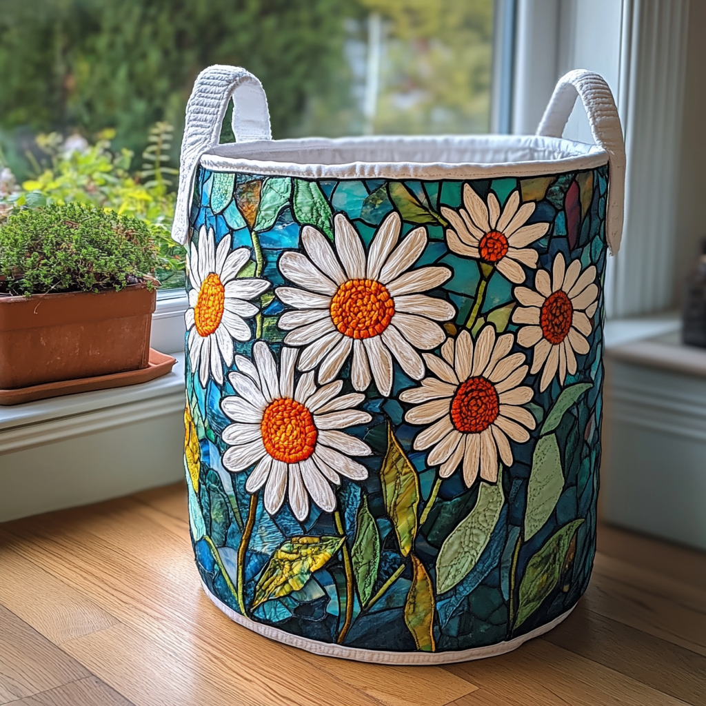 Daisy Haven Quilted Laundry Basket NCU0DDK745