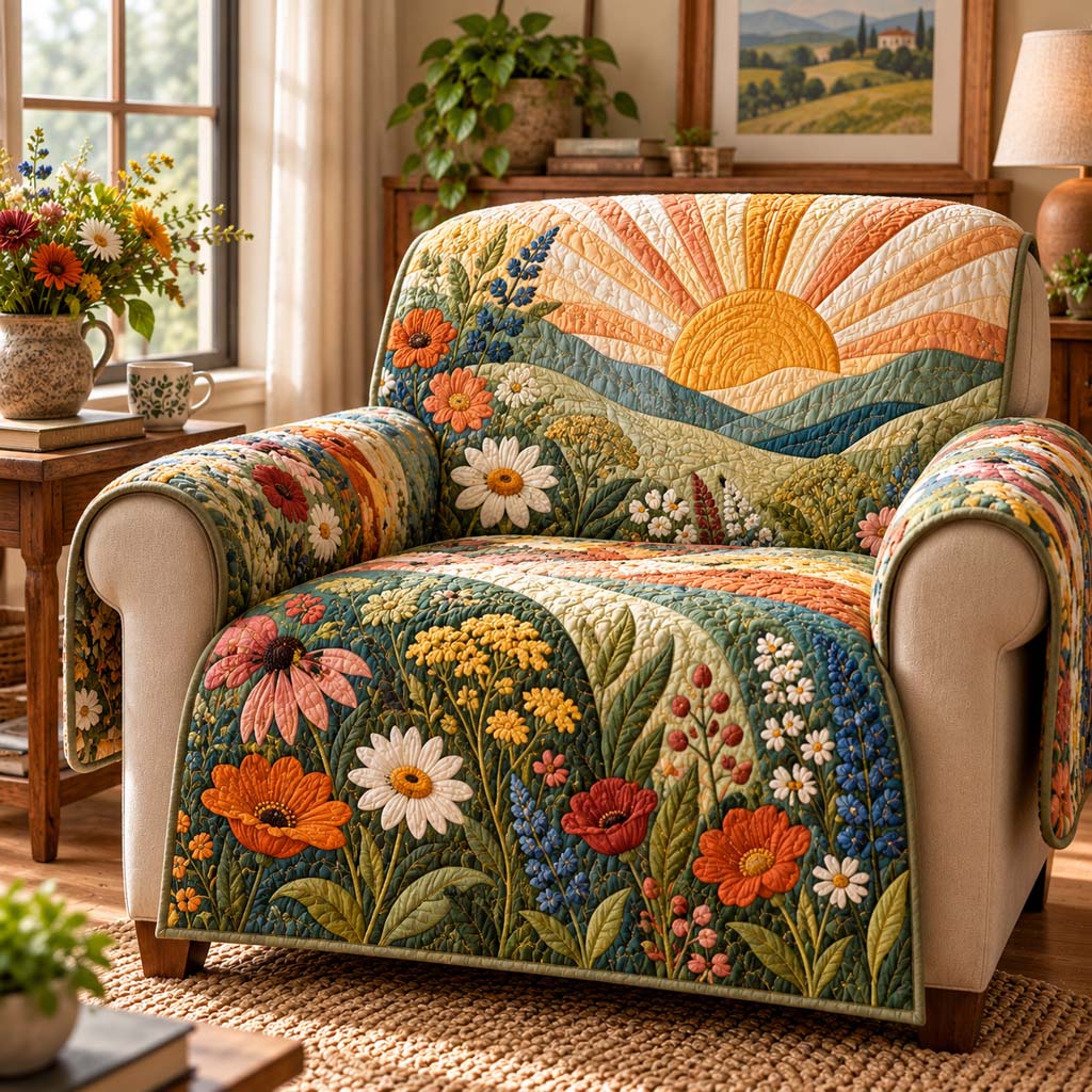 Daisy Hill Sunrise Quilted Sofa Cover NCU0HNH1345