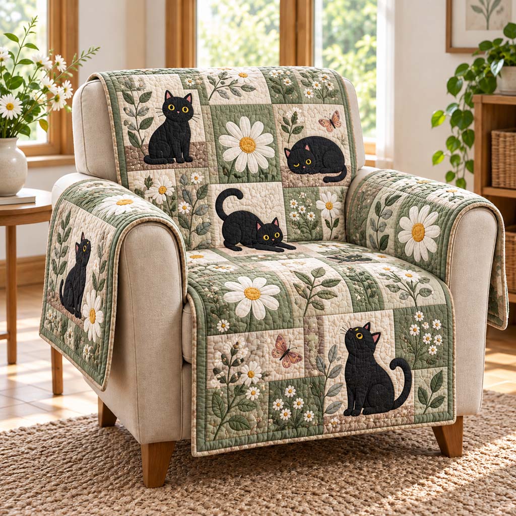 Daisy Meadow Cats Quilted Sofa Cover NCU0HNH1331