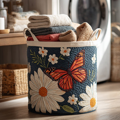 Daisy Monarch Butterfly Quilted Laundry Basket NCU0HNH040