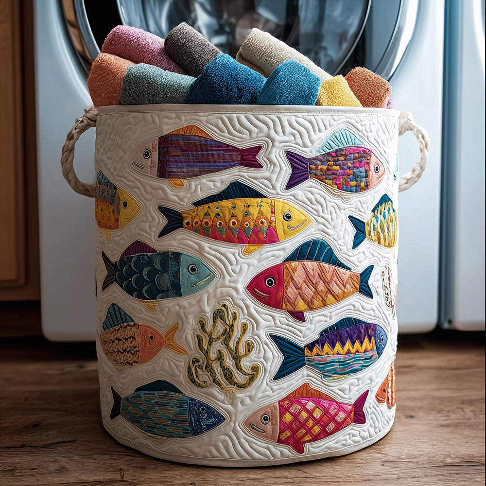 Dancing Fish Quilted Laundry Basket NCU0TH3007