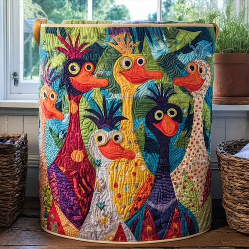 Dandelion Ducks Quilted Laundry Basket NCU0PTT865