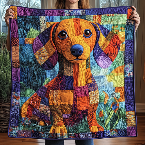 Dapper Dachshund Delight Quilted Blanket NCU0DK2154