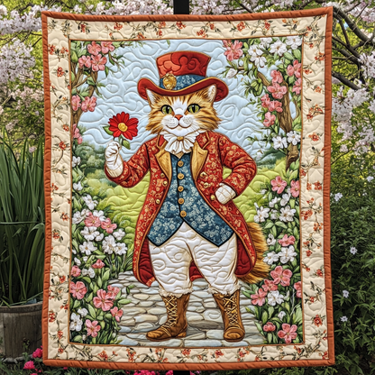 Dapper Feline in Bloom Quilted Blanket NCU0DK1510