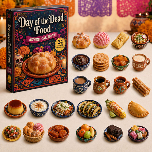 DAY OF THE DEAD KICKOFF 40% OFF - Day of the Dead Food Advent Calendar 2026 - 24-Day Festive Countdown, Acrylic Charms Blind Box - Gift For Family & Friends AC0TH190