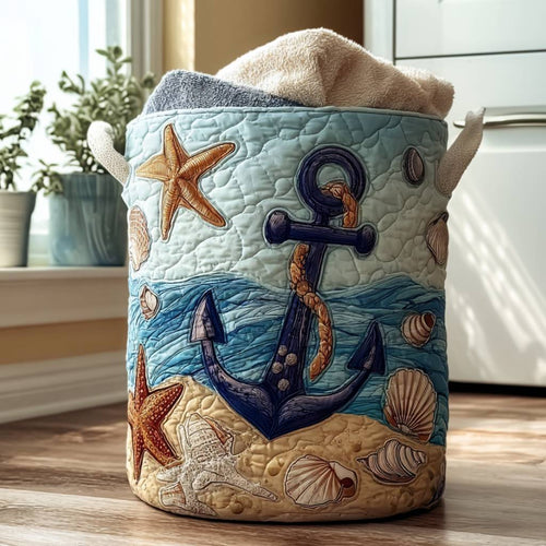 Deep Blue Bound Quilted Laundry Basket NCU0PTT857
