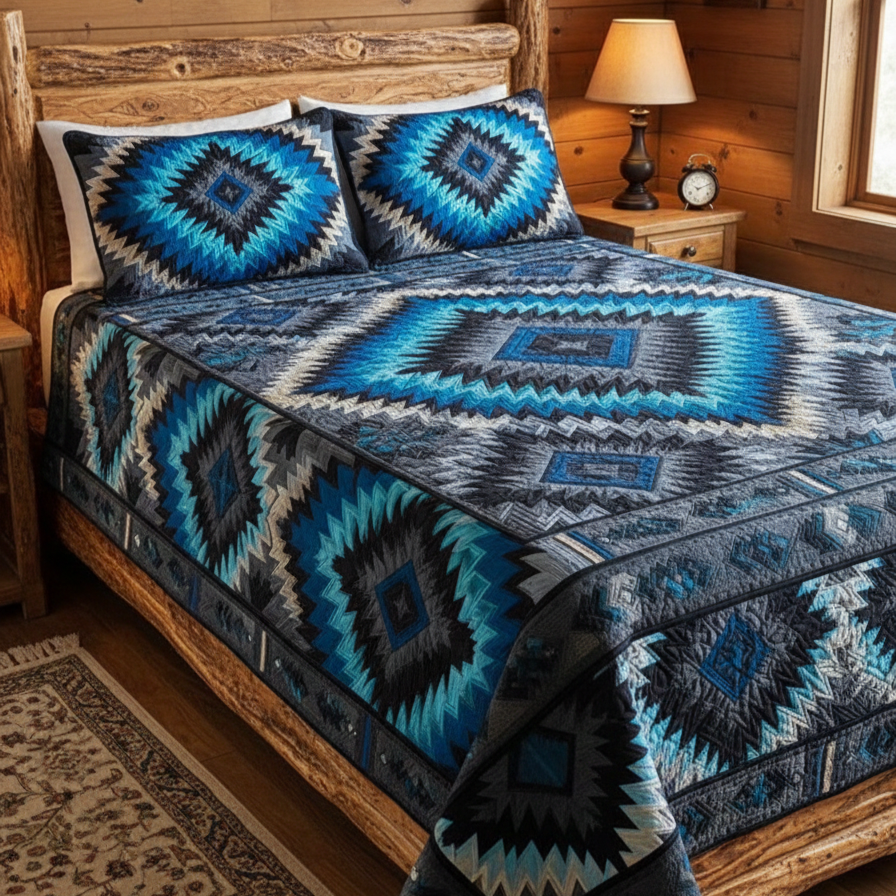 Deep Blue Crayon 3-Piece Quilted Bedding Set NCU0NXD1202