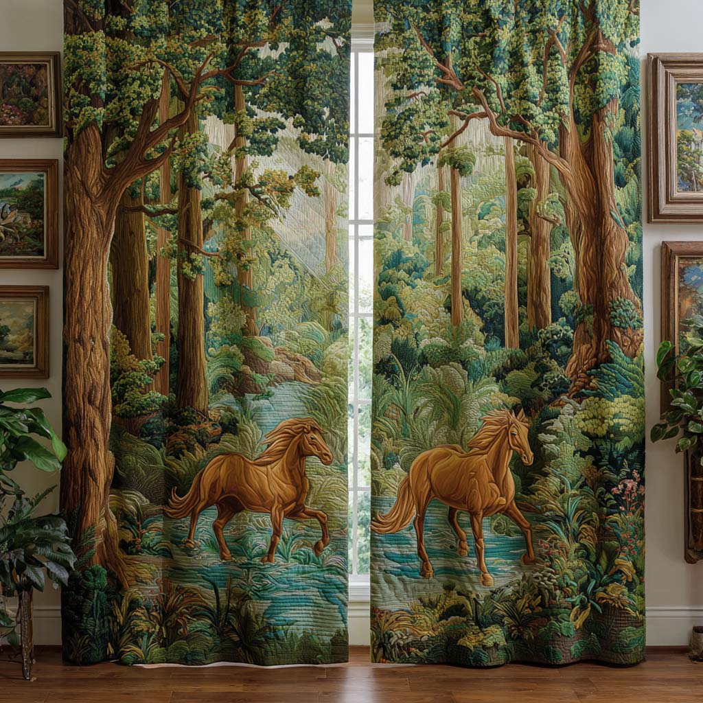 Deep Forest Crossing Quilted Curtains NCU0NXD1353