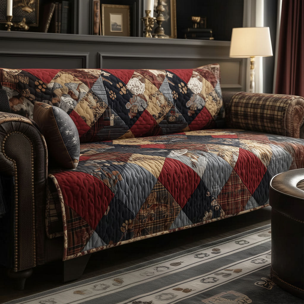 Deep Forest Lodgework Quilted Sofa Cover NCU0PTT2838