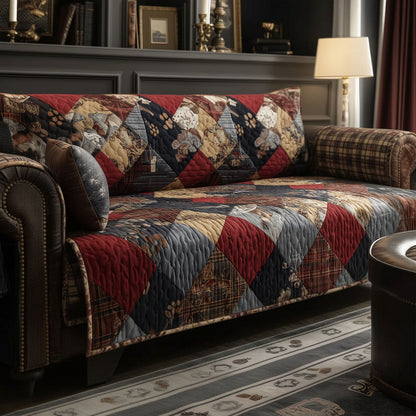 Deep Forest Lodgework Quilted Sofa Cover NCU0PTT2838