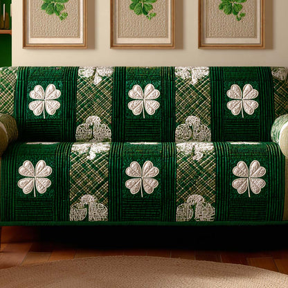 Deep Green Luck Quilted Sofa Cover NCU0NXD1367