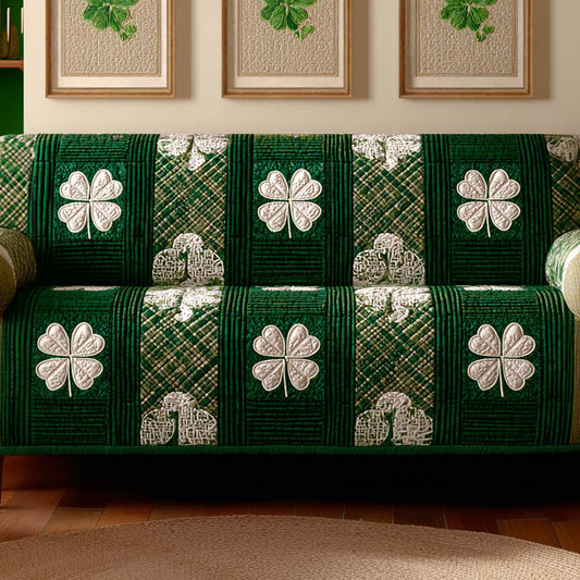 Deep Green Luck Quilted Sofa Cover NCU0NXD1367