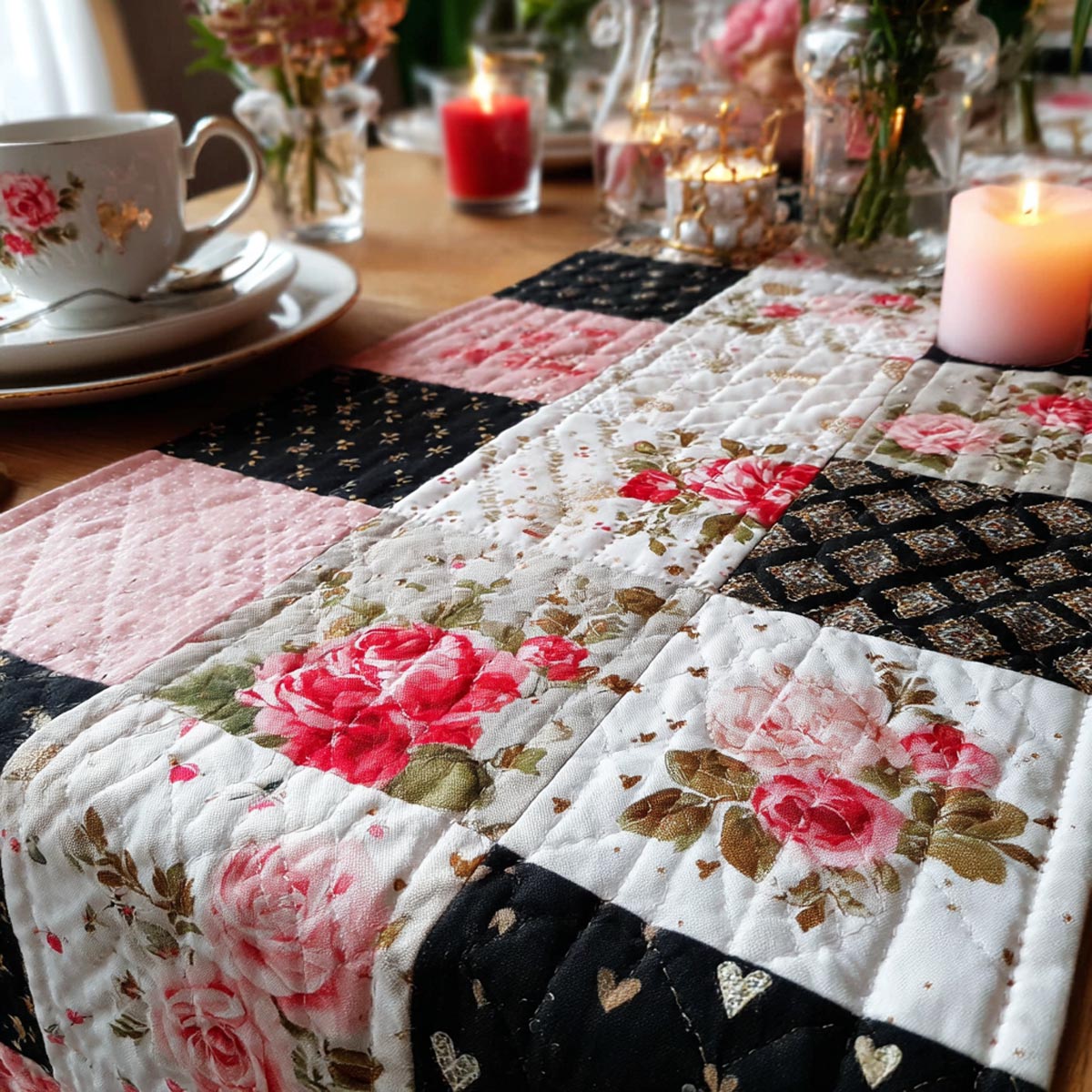 Deep Love Quilted Table Runner NCU0DV1809
