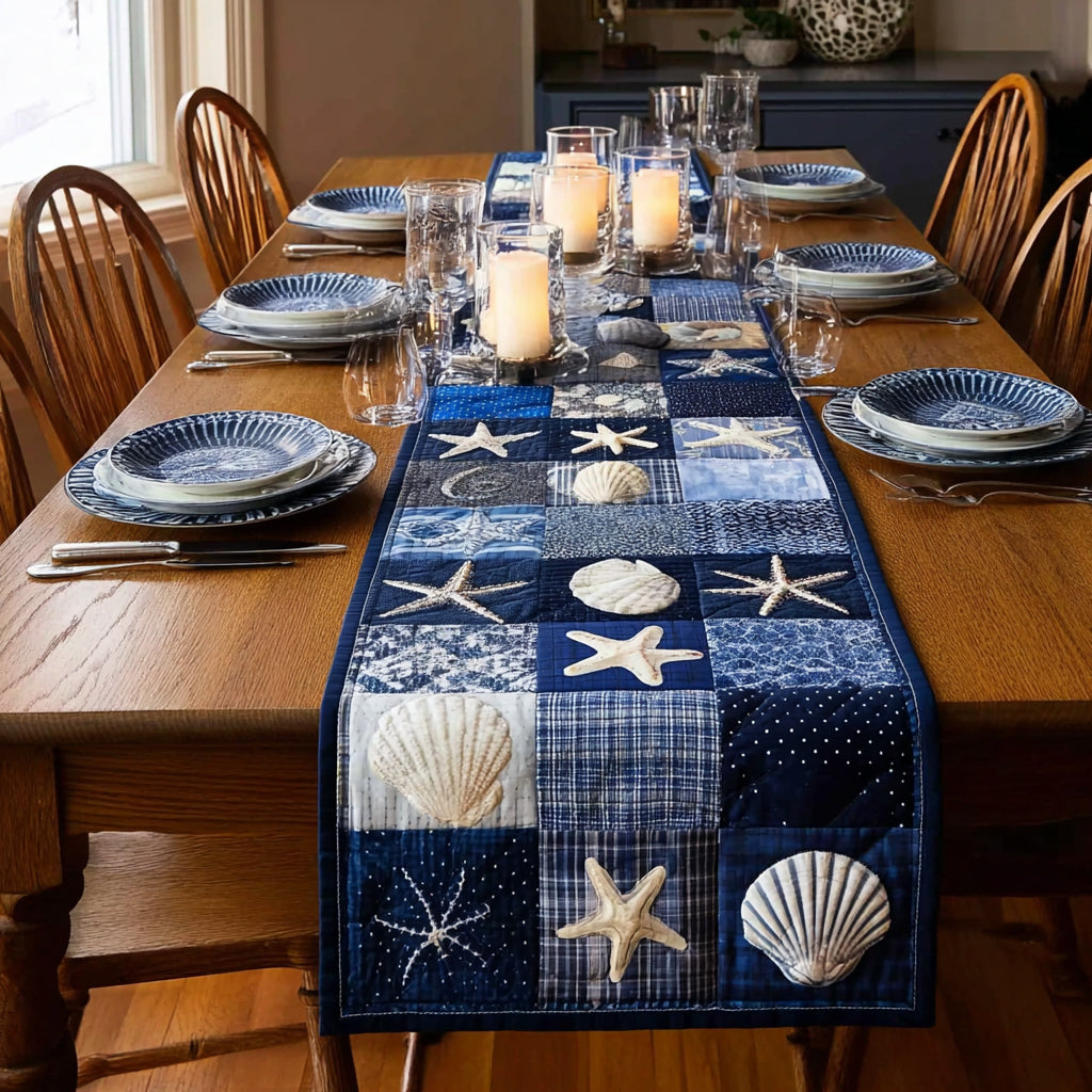 Deep Marine Quilted Table Runner NCU0HNH832